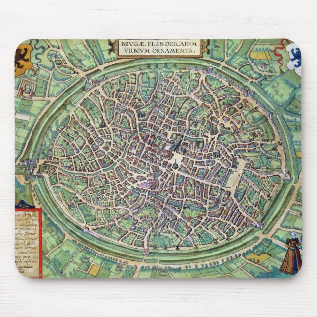 Town Plan of Bruges, from 'Civitates Orbis Terraru Mouse Pad (Front)