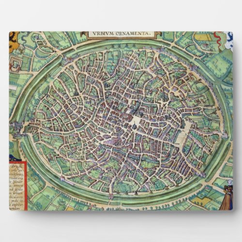 Town Plan of Bruges from Civitates Orbis Terraru Plaque