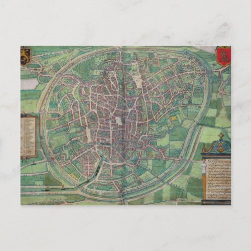 Town Plan of Brussels from Civitates Orbis Terra Postcard