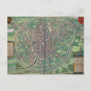 Town Plan of Brussels, from 'Civitates Orbis Terra Postcard