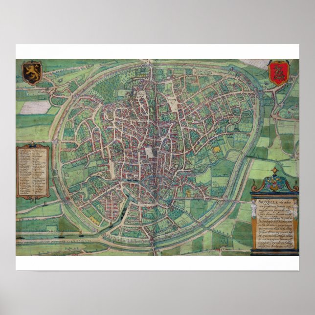 Town Plan of Brussels, from 'Civitates Orbis Terra Poster (Front)