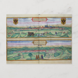 Town Plan of Vienna and Buda, from 'Civitates Orbi Postcard