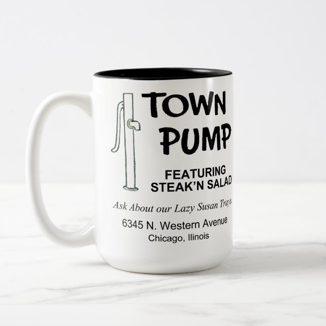 Town Pump Restaurant, Chicago, Illinois Two-Tone Coffee Mug (Left)