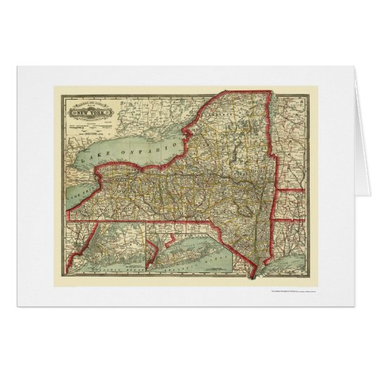 Town & Railroad New York Map 1888 Cards (Front Horizontal)