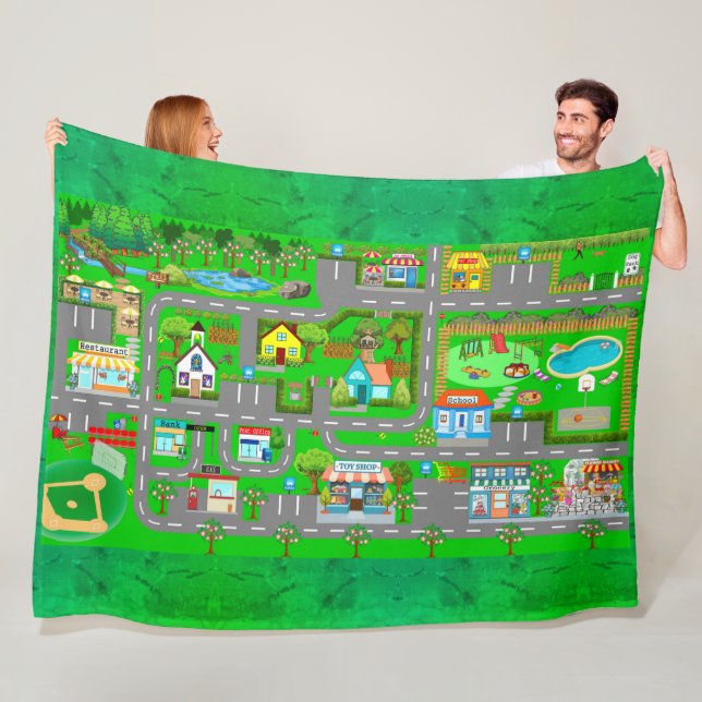 Town Roads for Cars   Fleece Blanket (In Situ)