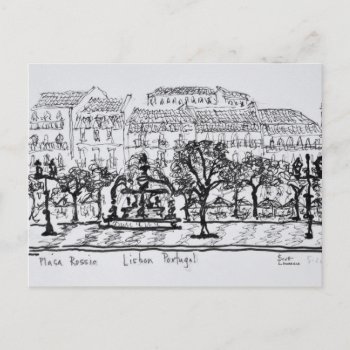Town Square Placa Rossio | Lisbon  Portugal Postcard by takemeaway at Zazzle