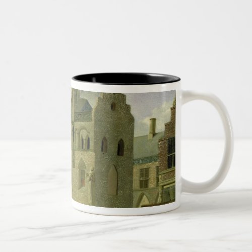 Town square with figures and peasants trading Two_Tone coffee mug