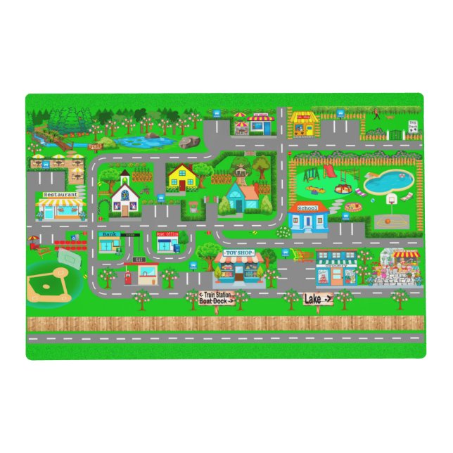Town-Train Station Roads for Cars  Placemat (Back)