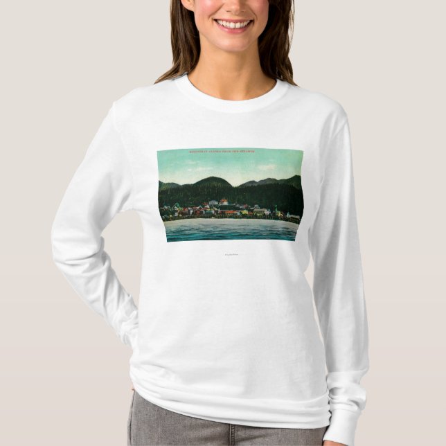 Town View of Ketchikan, Alaska from Steamer T-Shirt (Front)