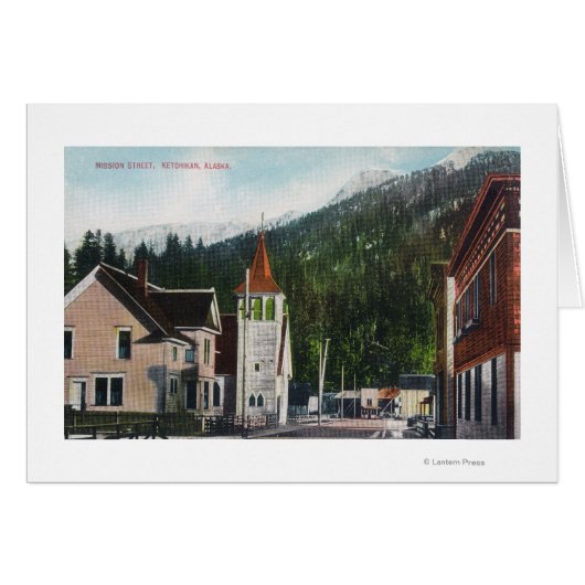 Town View of Mission StreetKetchikan, AK Cards (Front Horizontal)