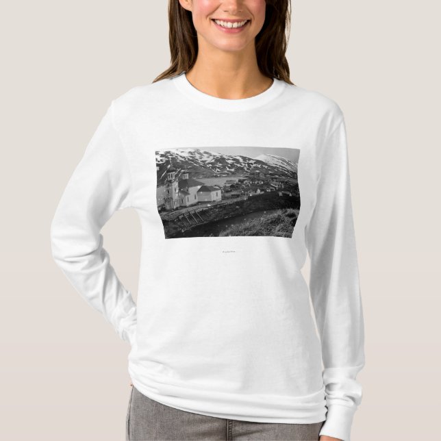 Town View of Unalaska, Alaska Photograph T-Shirt (Front)