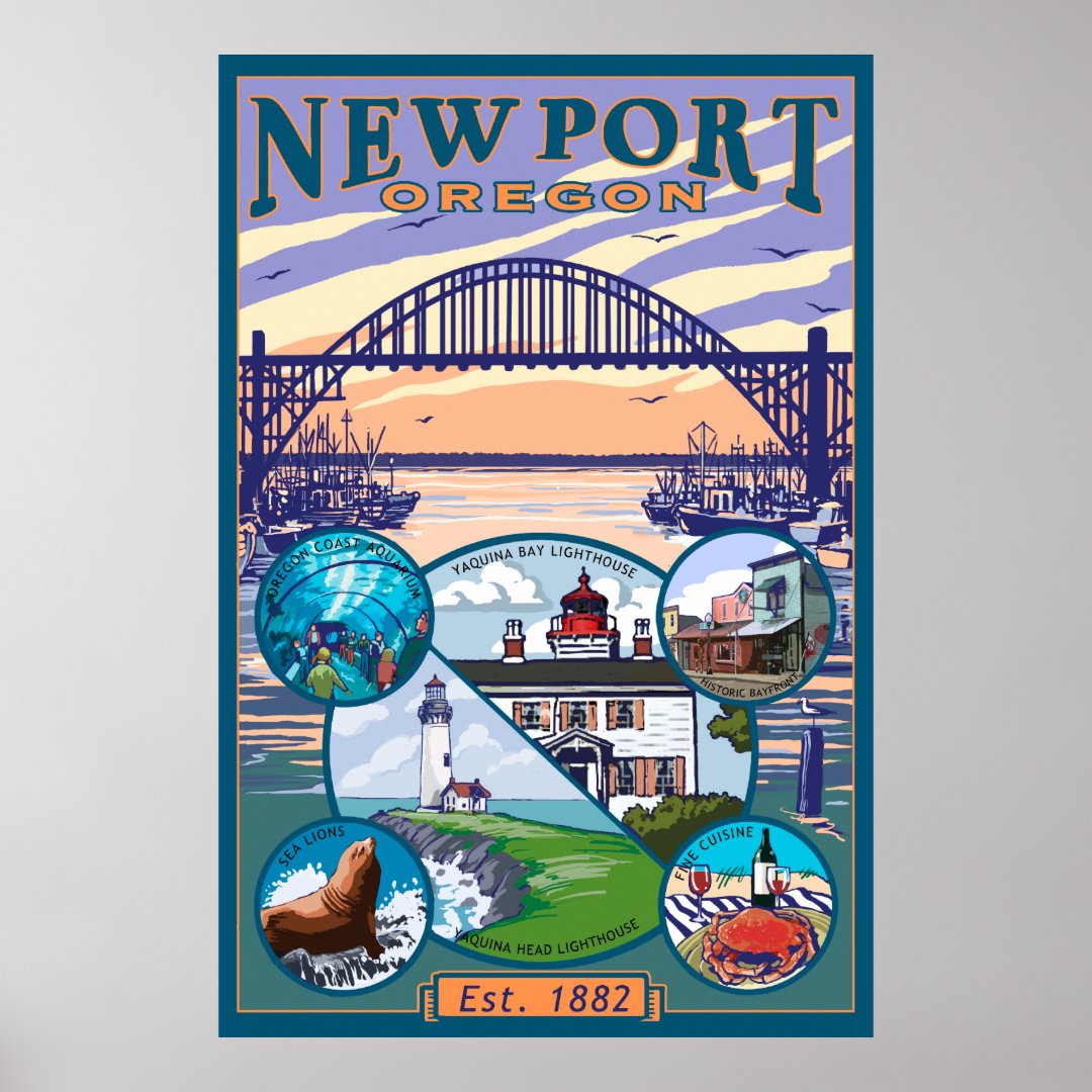 Town Views - Newport, Oregon Poster | Zazzle