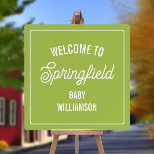 Town Welcome Sign Green Baby Shower