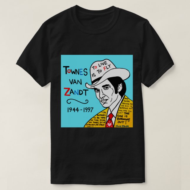 Townes van Zandt Pop Folk Art Classic T-Shirt (Design Front)