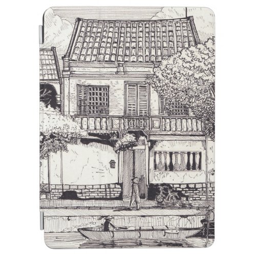 Townhouse Hoi An Vietnam Pen Ink Illustration iPad Air Cover
