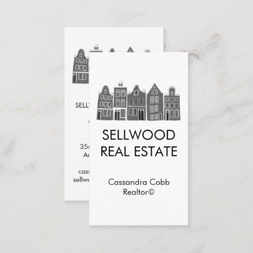 Townhouse Modern Real Estate Broker Agent Realtor Business Card