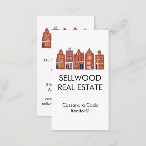 Townhouse Modern Real Estate Broker Agent Realtor  Business Card