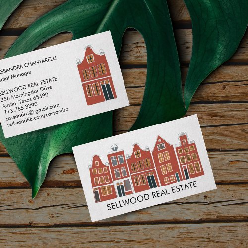 Townhouse Modern Real Estate Broker Agent Rental  Business Card