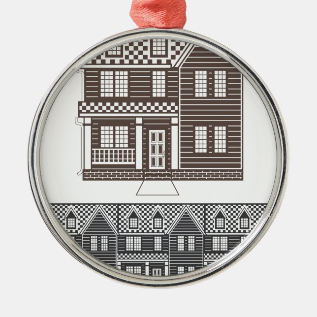 TownHouse row of townhomes vector Metal Ornament (Front)