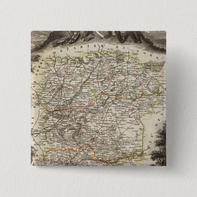 Towns and cities shown Color along boundaries Pinback Button (Front)