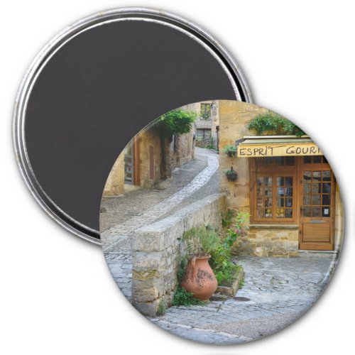 Townscape in Dordogne France round magnet