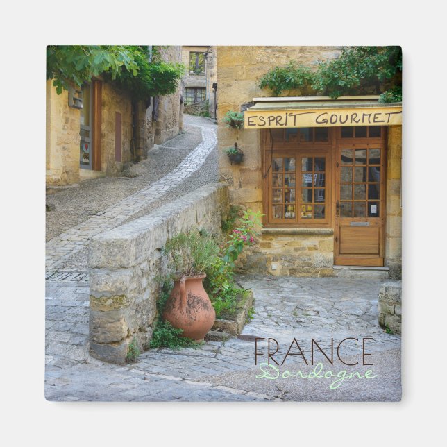 Townscape in Dordogne, France text magnet (Front)