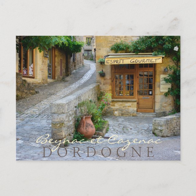 Townscape in Dordogne, France text postcard (Front)