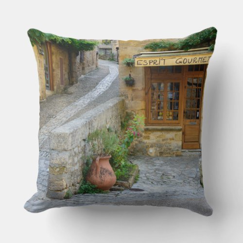 Townscape in Dordogne France throw pillow