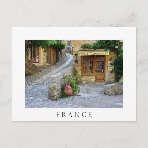 Townscape in Dordogne France white postcard