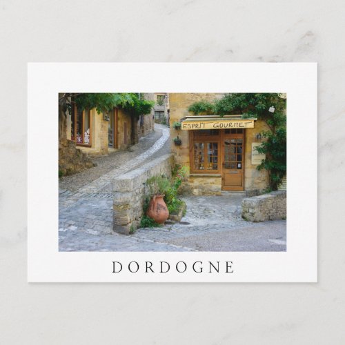 Townscape in Dordogne white postcard