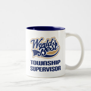 Township Supervisor Gift (Worlds Best) Two-Tone Coffee Mug
