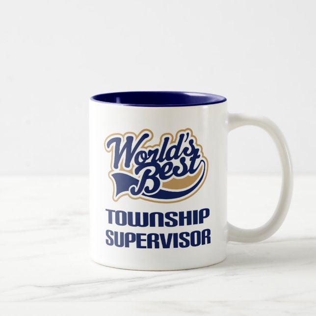 Township Supervisor Gift (Worlds Best) Two-Tone Coffee Mug (Right)