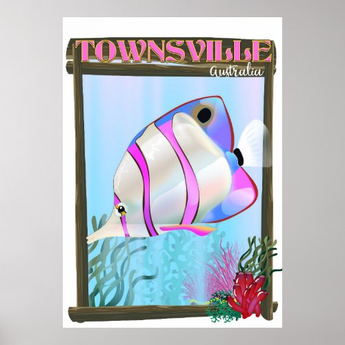 Townsville Australia Tropical fish travel poster