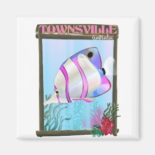 Townsville Australia Tropical fish travel poster Magnet