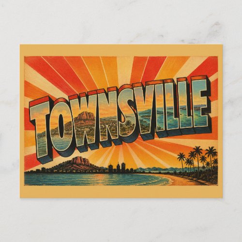 Townsville Queensland Vintage Travel Art Postcard