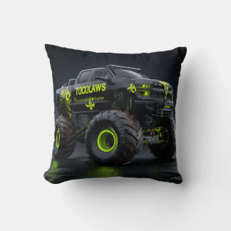 Toxic Bio-Armor Monster Truck - Neon Green Cyber Throw Pillow