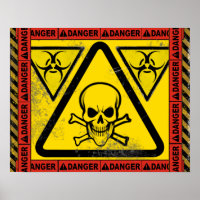 Toxic symbol with skull and crossbones on a yellow square