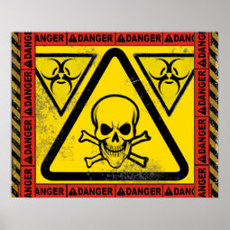 Toxic Biohazard Skull and CrossBones Warning Poster | Zazzle