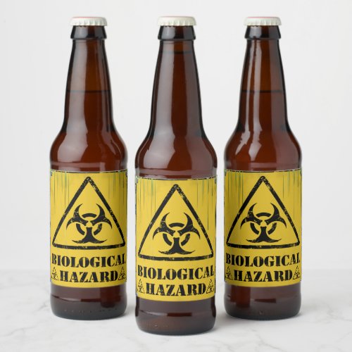 Toxic Biological Hazard Warning Beer Bottle Label