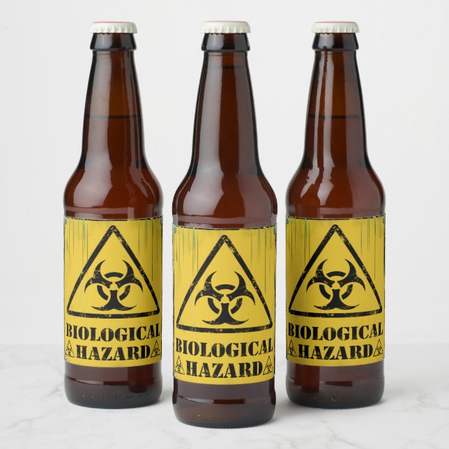 Toxic Biological Hazard Warning Beer Bottle Label (Bottles)