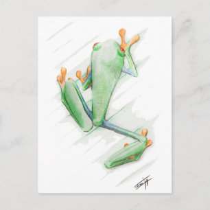Toxic Frog - drawing watercolor painting Postcard