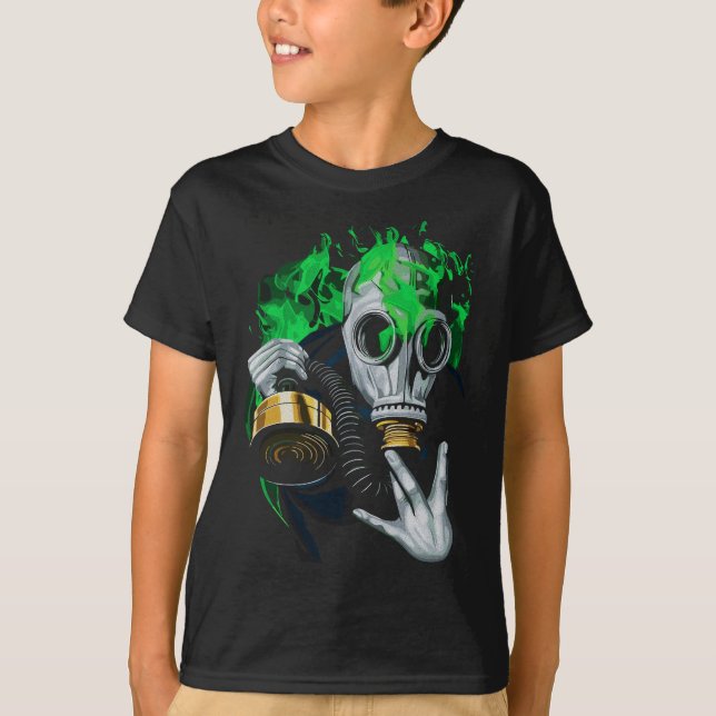 Toxic Gas Mask: Neon Flames T-Shirt (Front)