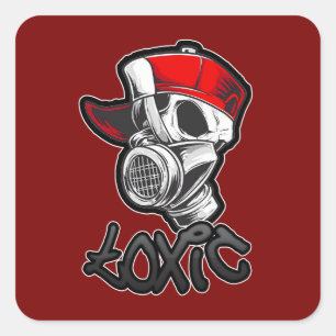 TOXIC Gas Mask - Urban Graffiti Art Skull Square Sticker