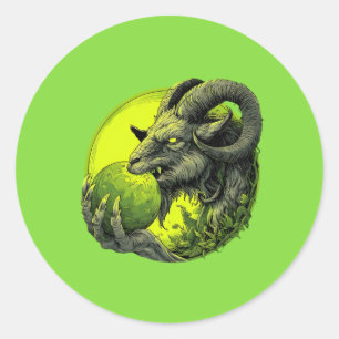 Toxic Green Demon Goat Sticker