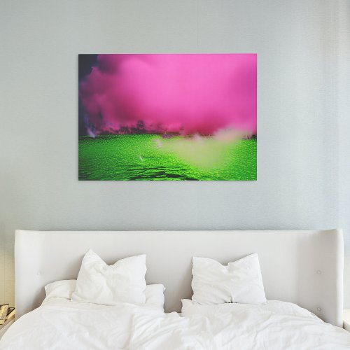 Toxic green landscape  purple clouds canvas print