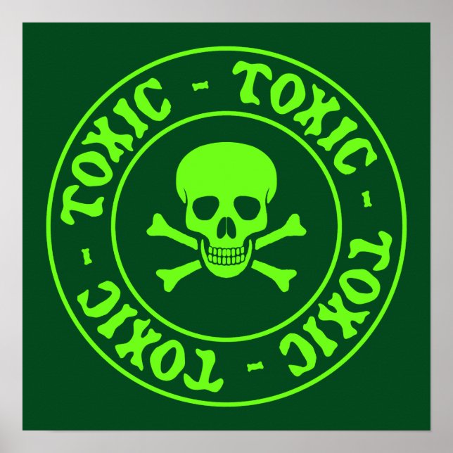 Toxic Green Skull and Crossbones Poster (Front)