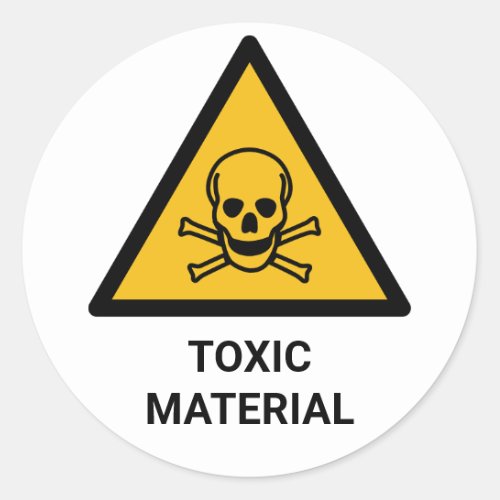 Toxic Material Warning Caustic Chemical Classic Round Sticker