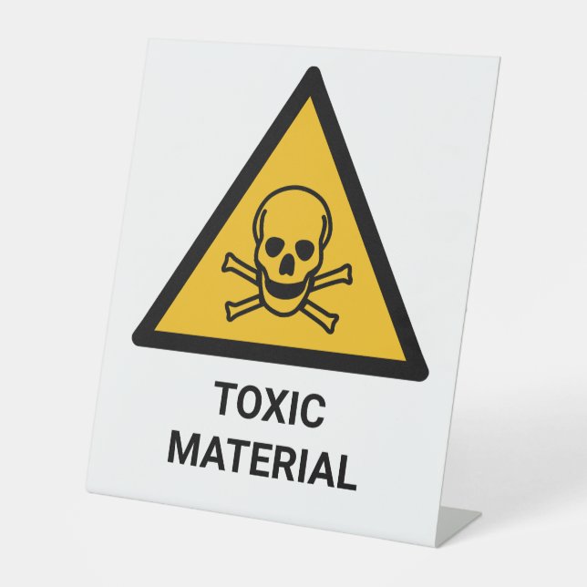 Toxic Material Warning, Caustic Chemical Pedestal Sign (Front)