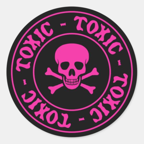 Toxic Pink Skull and Crossbones Sticker