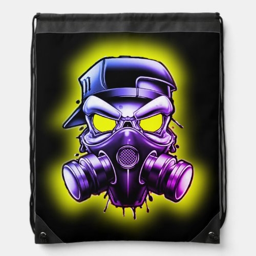 ToxicRadioactive Skull Gas Mask Drawstring Bag